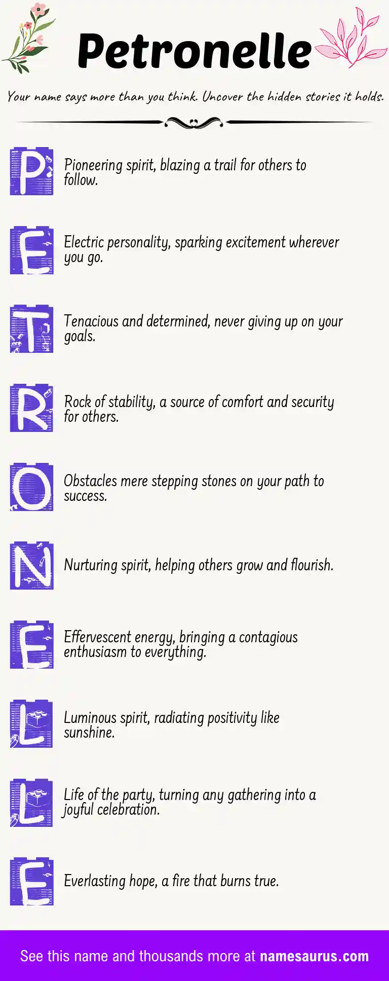 Acrostic poem about Petronelle.