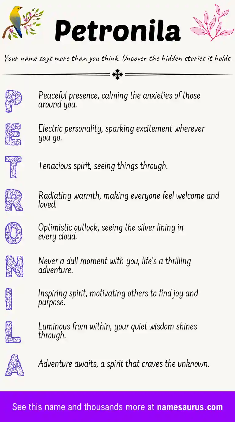 Acrostic poem about Petronila.