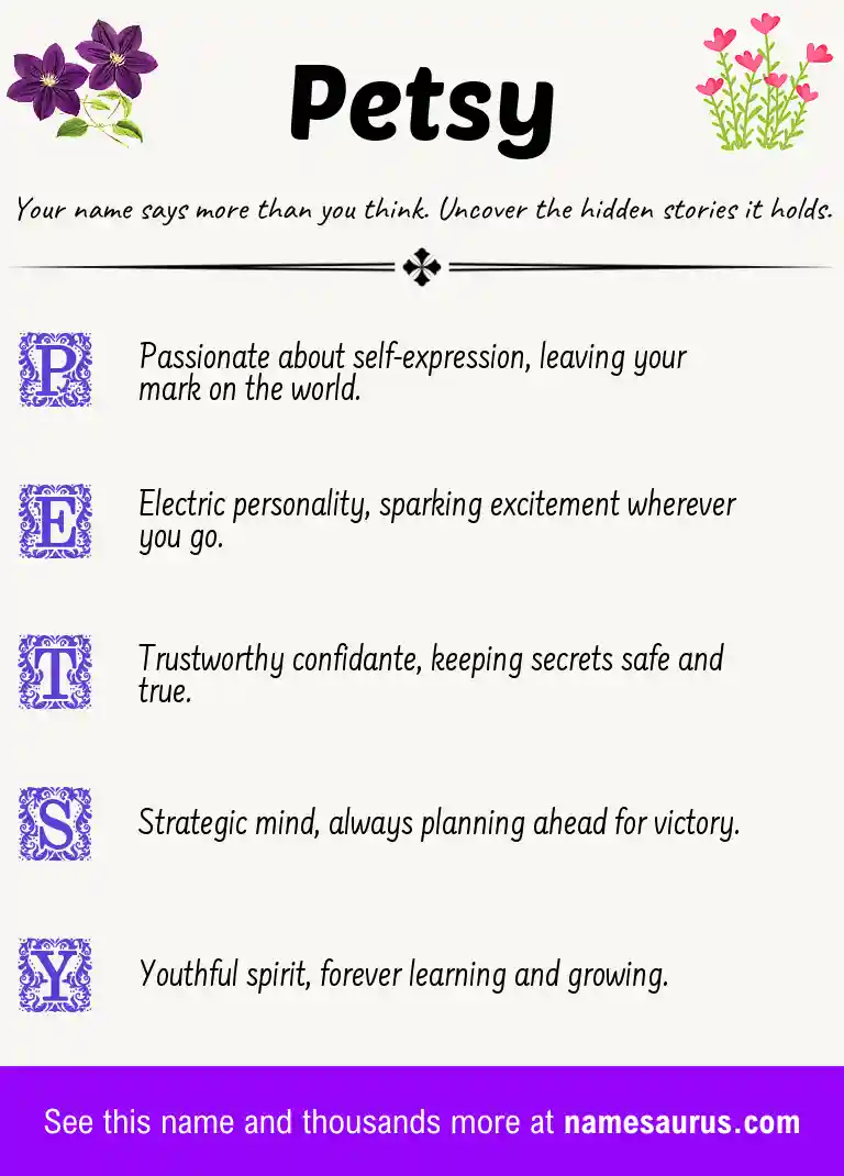 Acrostic poem about Petsy.
