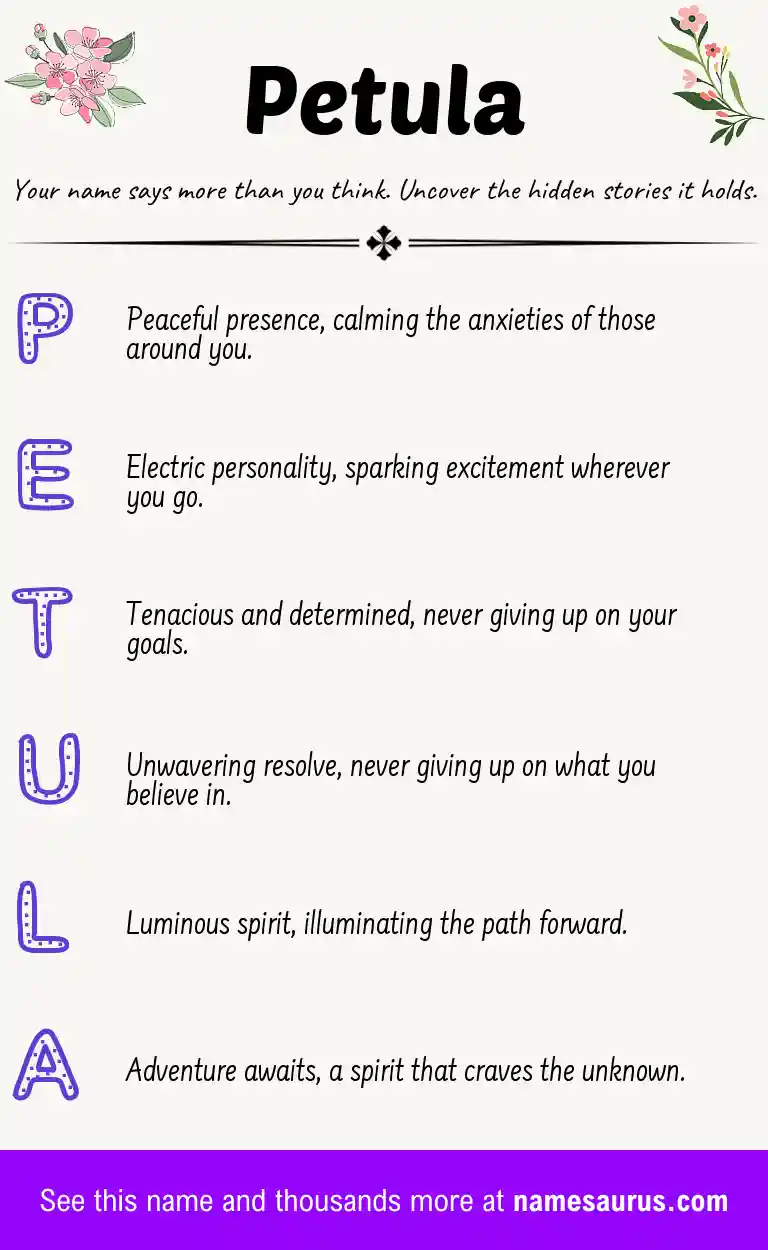 Acrostic poem about Petula.