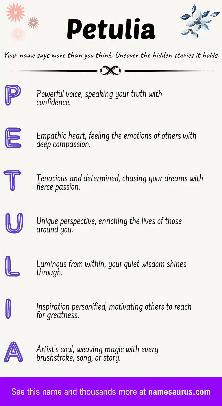 Acrostic poem about Petulia.