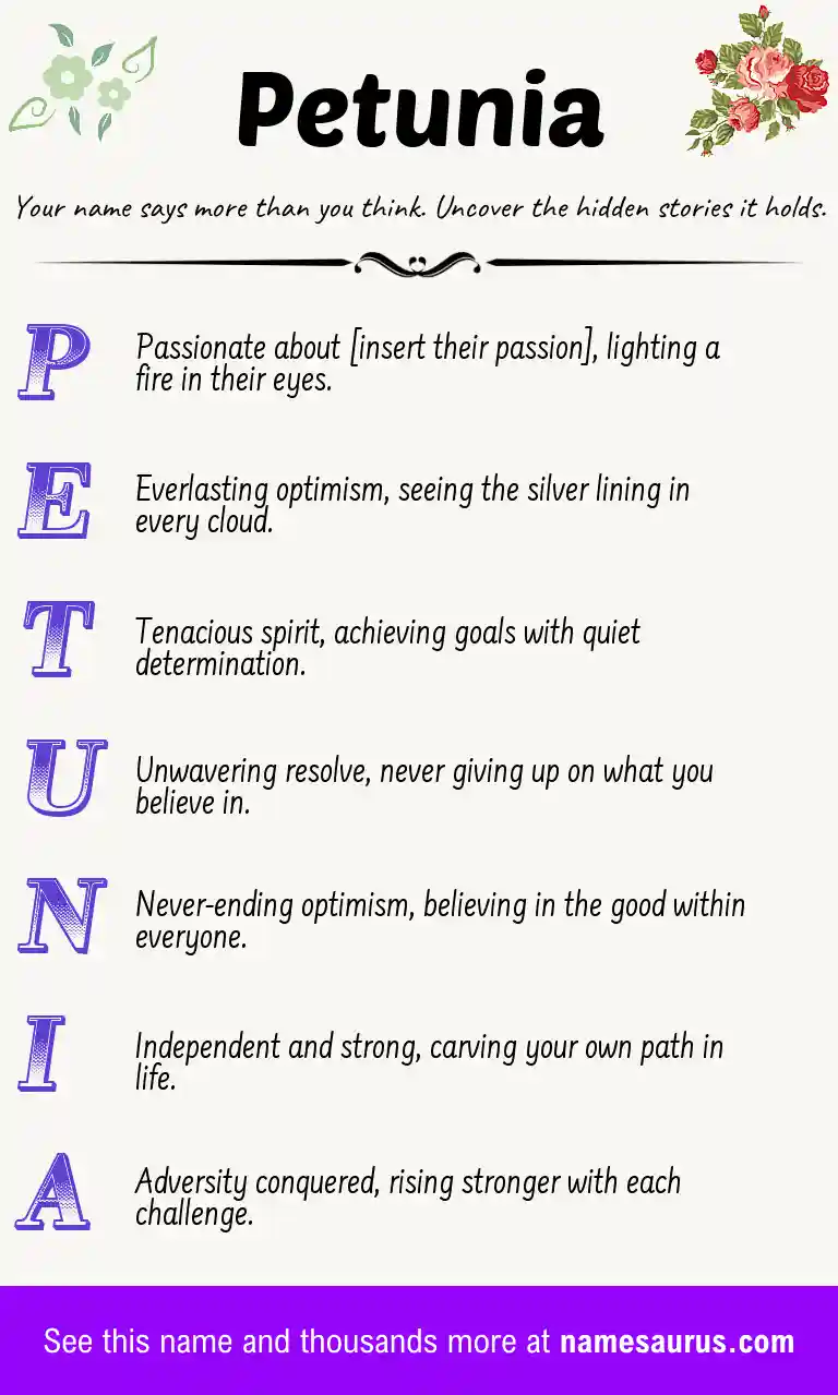 Acrostic poem about Petunia.