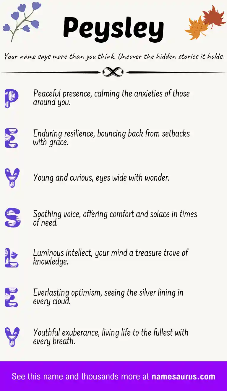 Acrostic poem about Peysley.