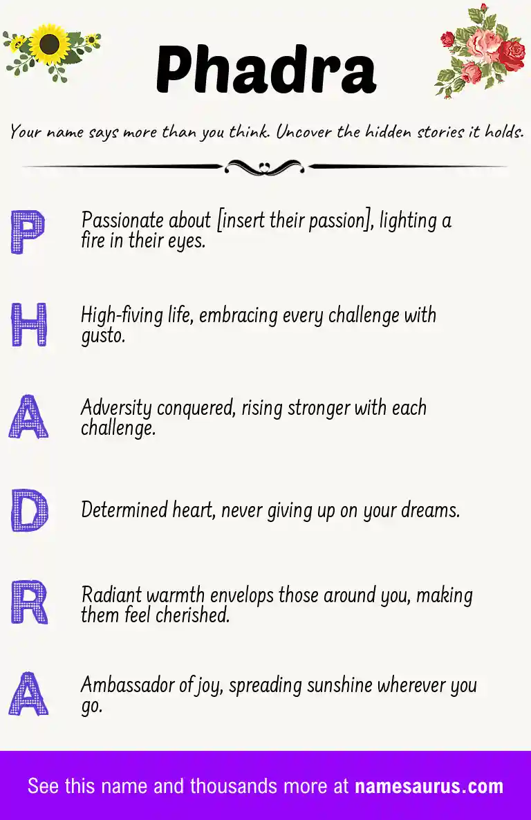 Acrostic poem about Phadra.