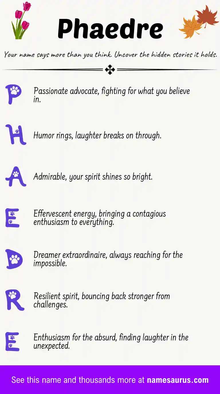 Acrostic poem about Phaedre.
