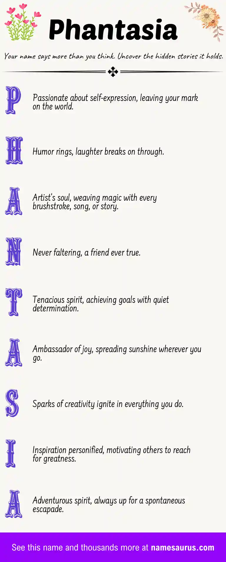 Acrostic poem about Phantasia.