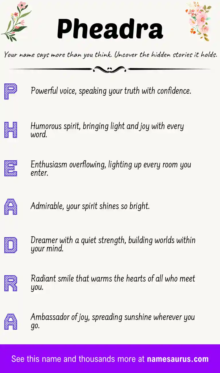 Acrostic poem about Pheadra.