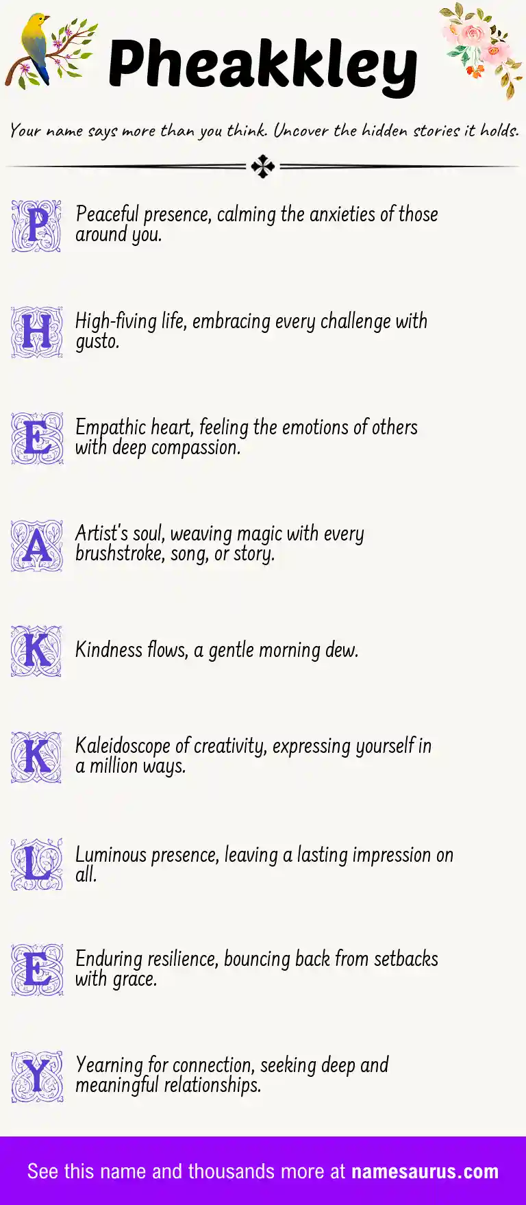 Acrostic poem about Pheakkley.