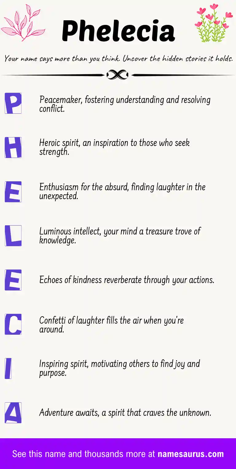 Acrostic poem about Phelecia.