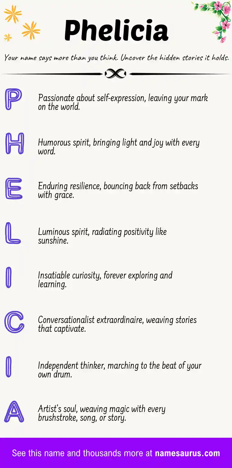 Acrostic poem about Phelicia.