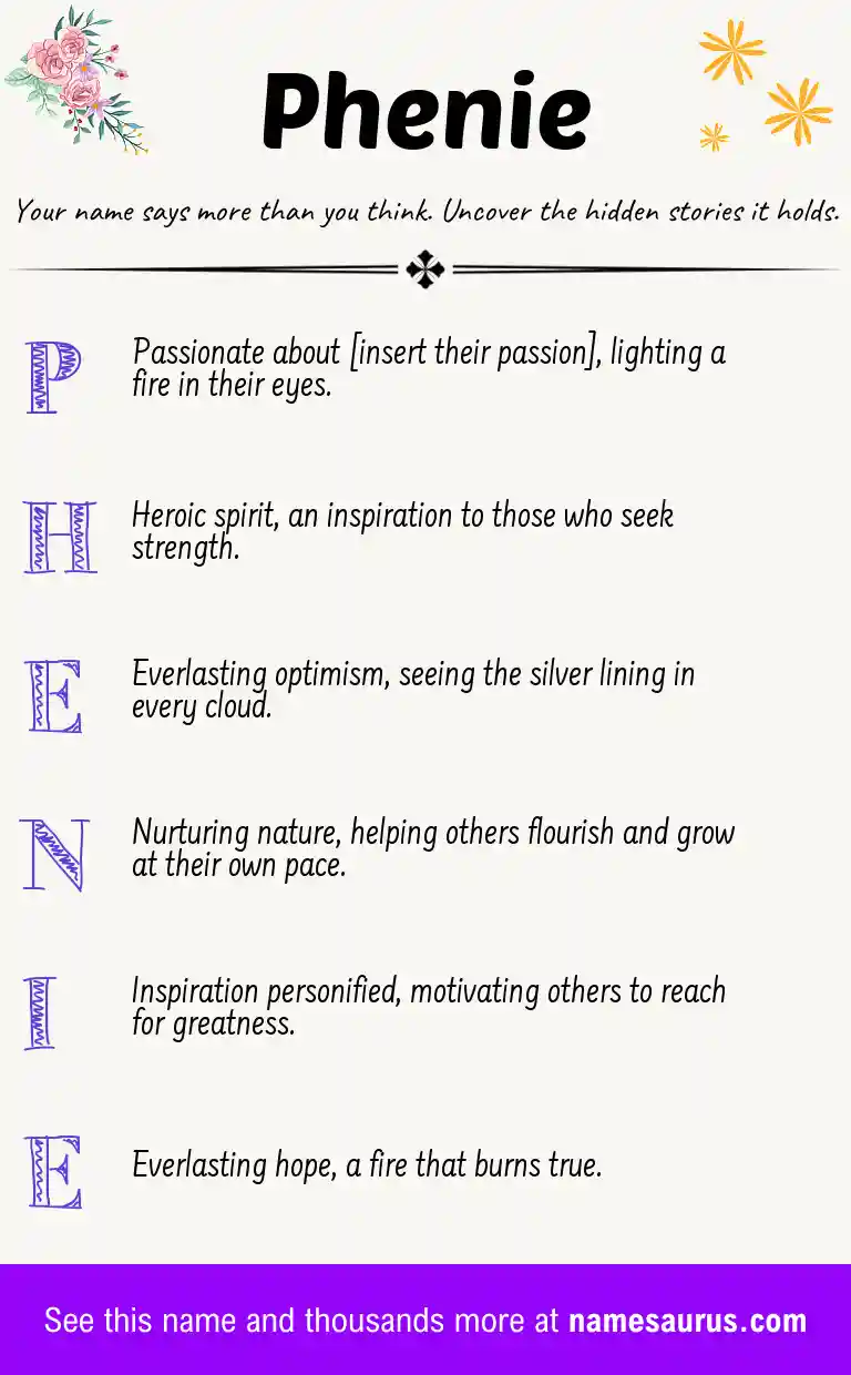 Acrostic poem about Phenie.