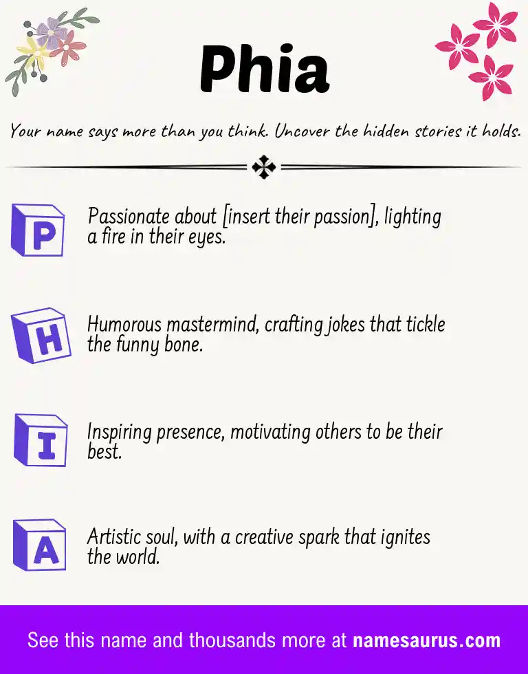 Acrostic poem about Phia.