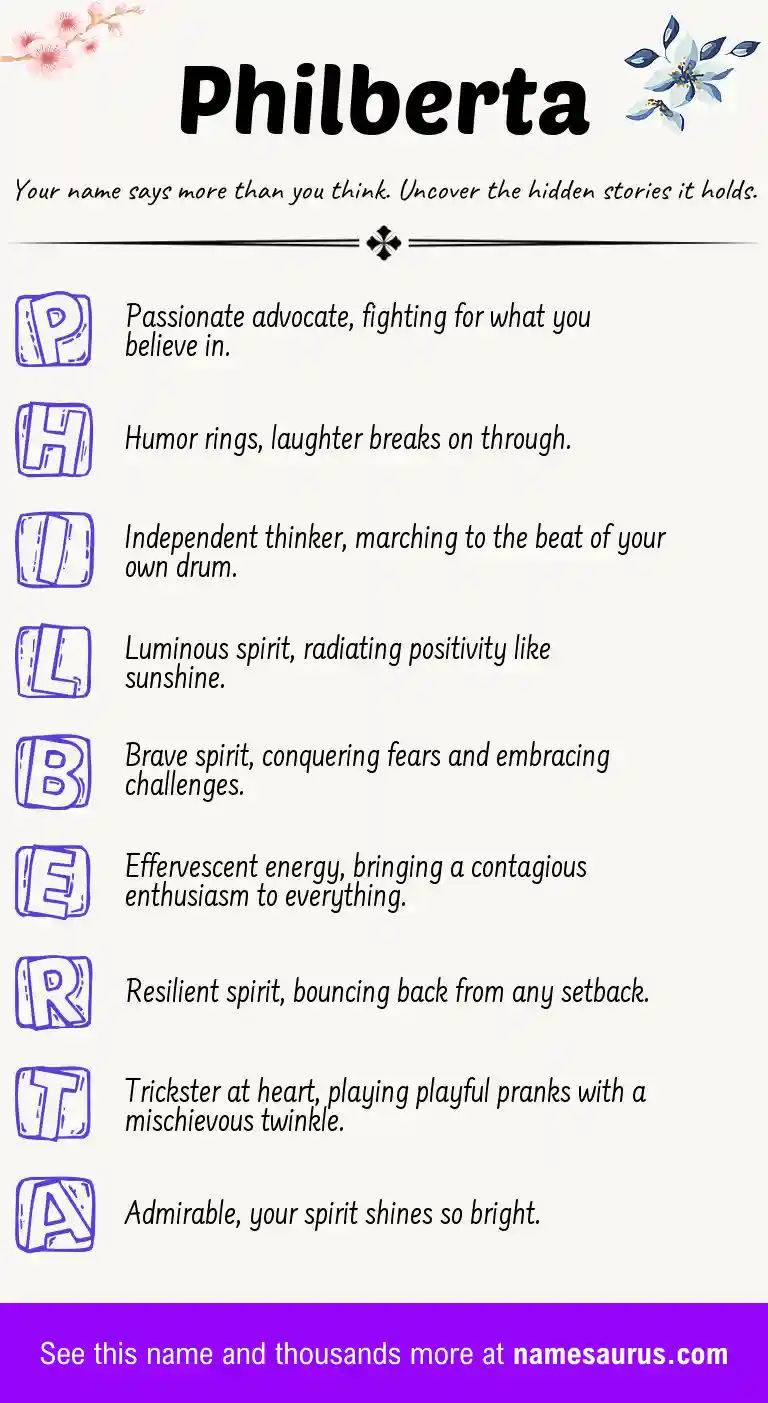 Acrostic poem about Philberta.