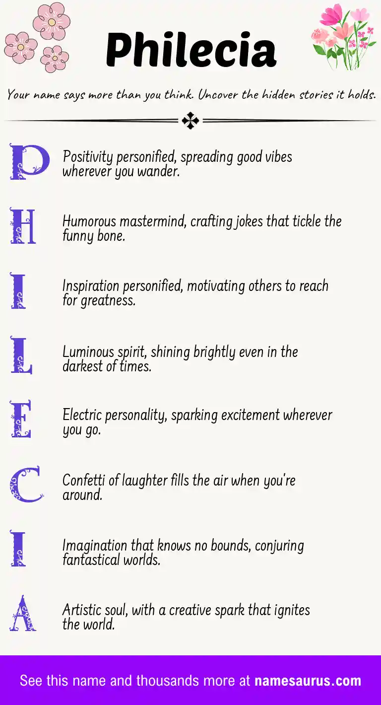 Acrostic poem about Philecia.