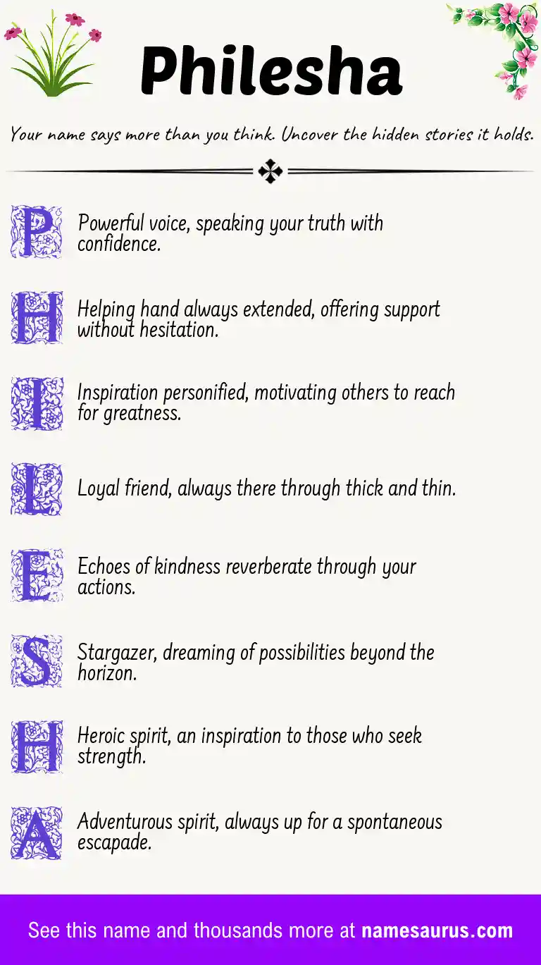 Acrostic poem about Philesha.