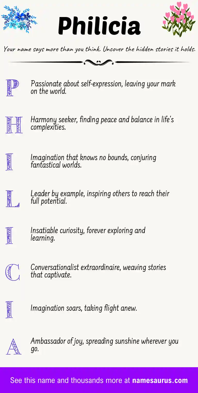 Acrostic poem about Philicia.