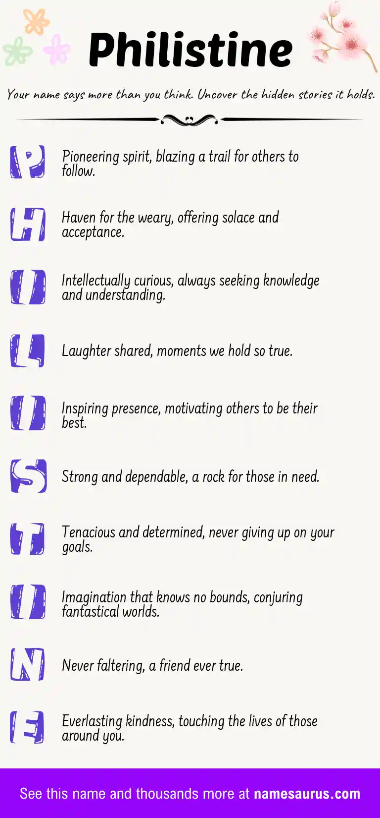 Acrostic poem about Philistine.