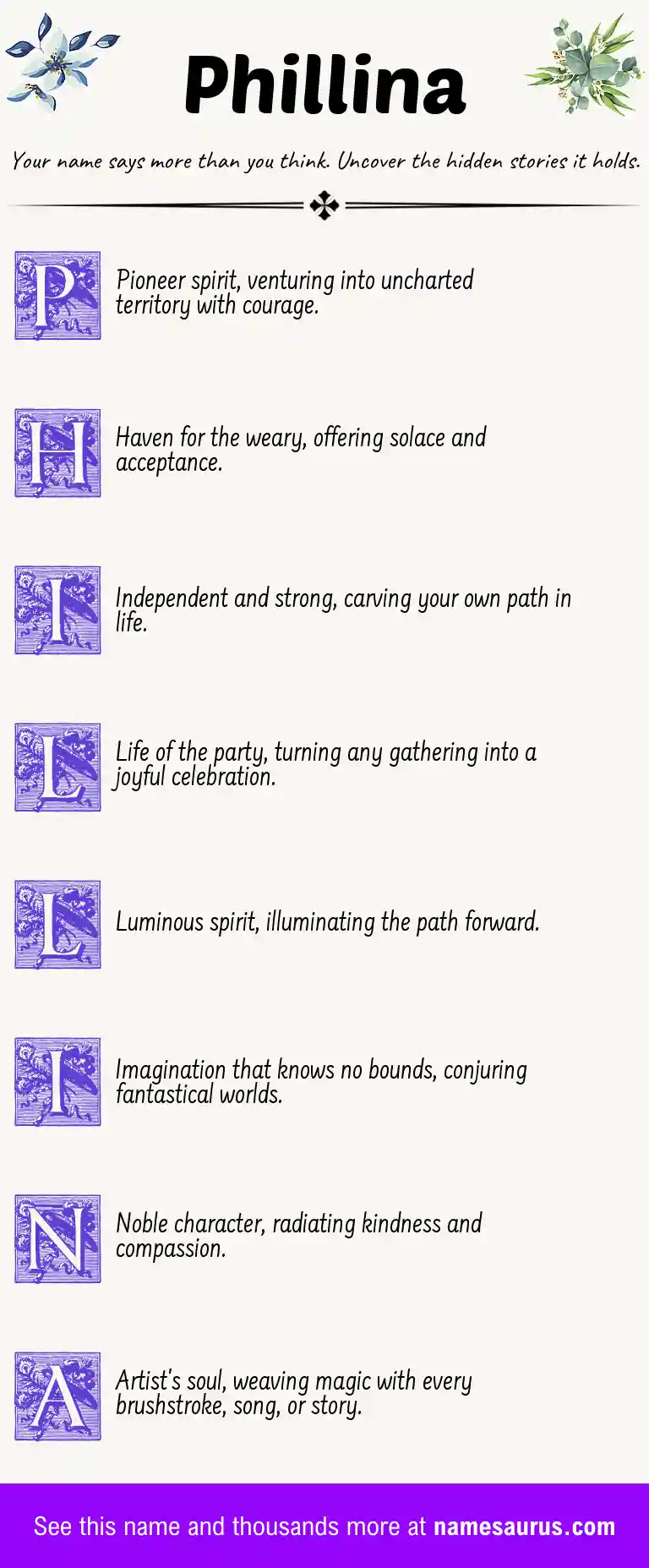 Acrostic poem about Phillina.