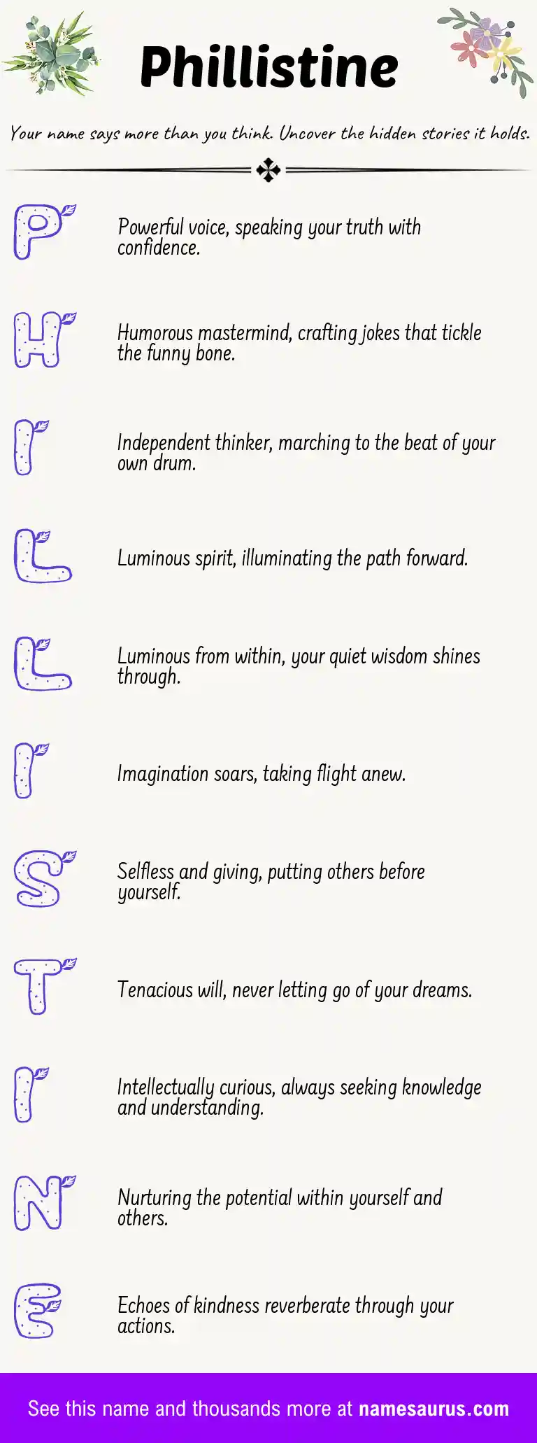 Acrostic poem about Phillistine.