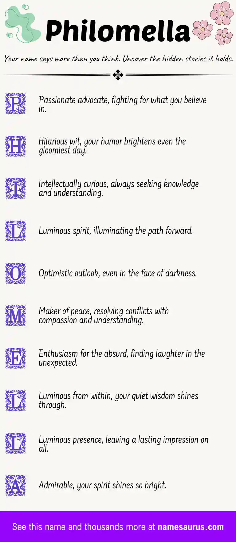 Acrostic poem about Philomella.