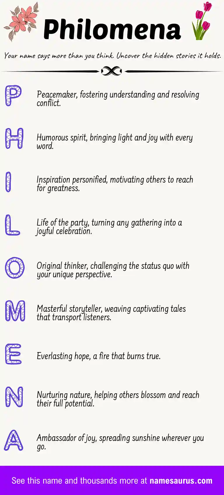 Acrostic poem about Philomena.