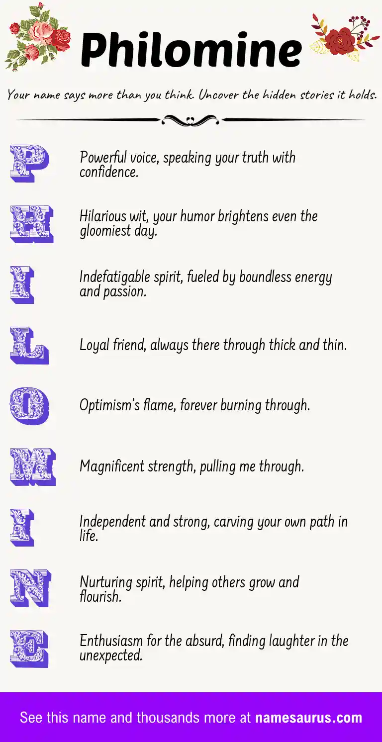 Acrostic poem about Philomine.