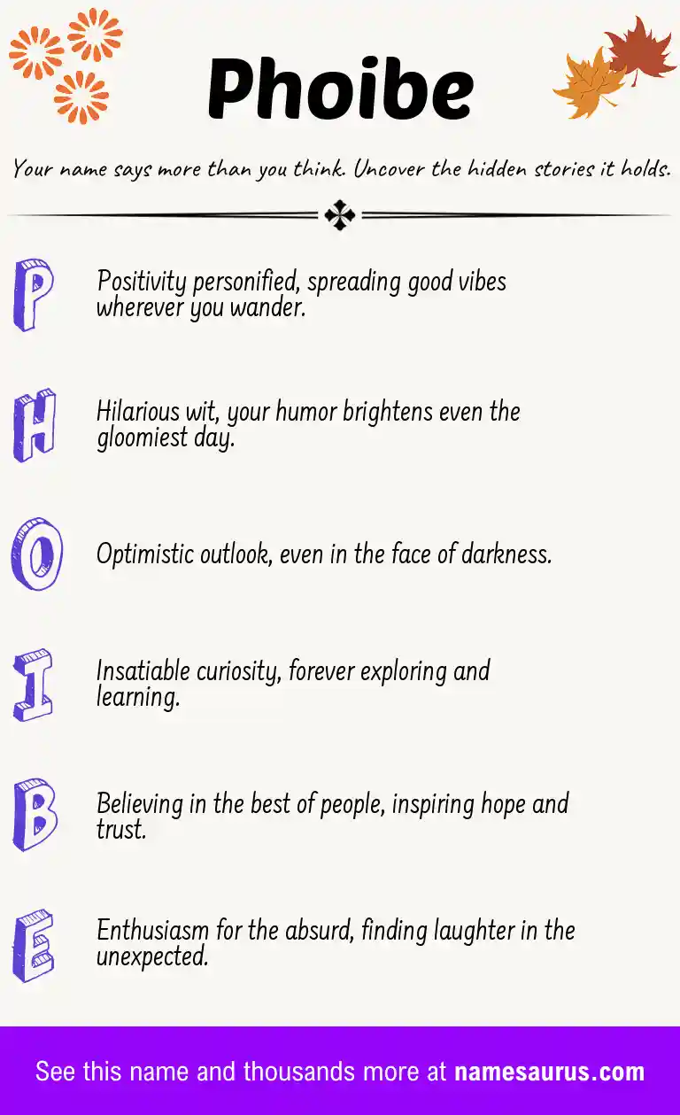Acrostic poem about Phoibe.