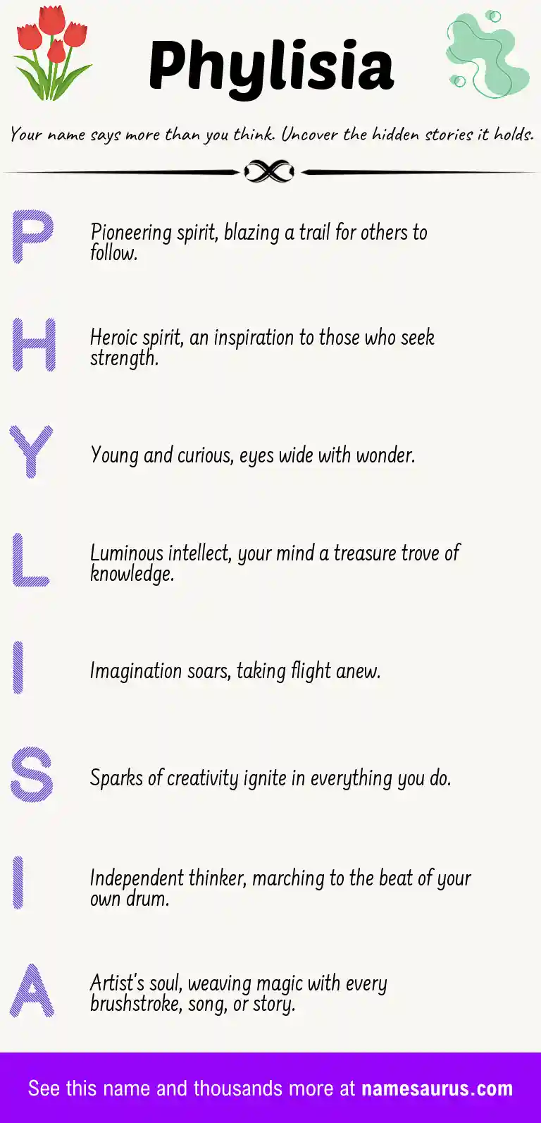 Acrostic poem about Phylisia.