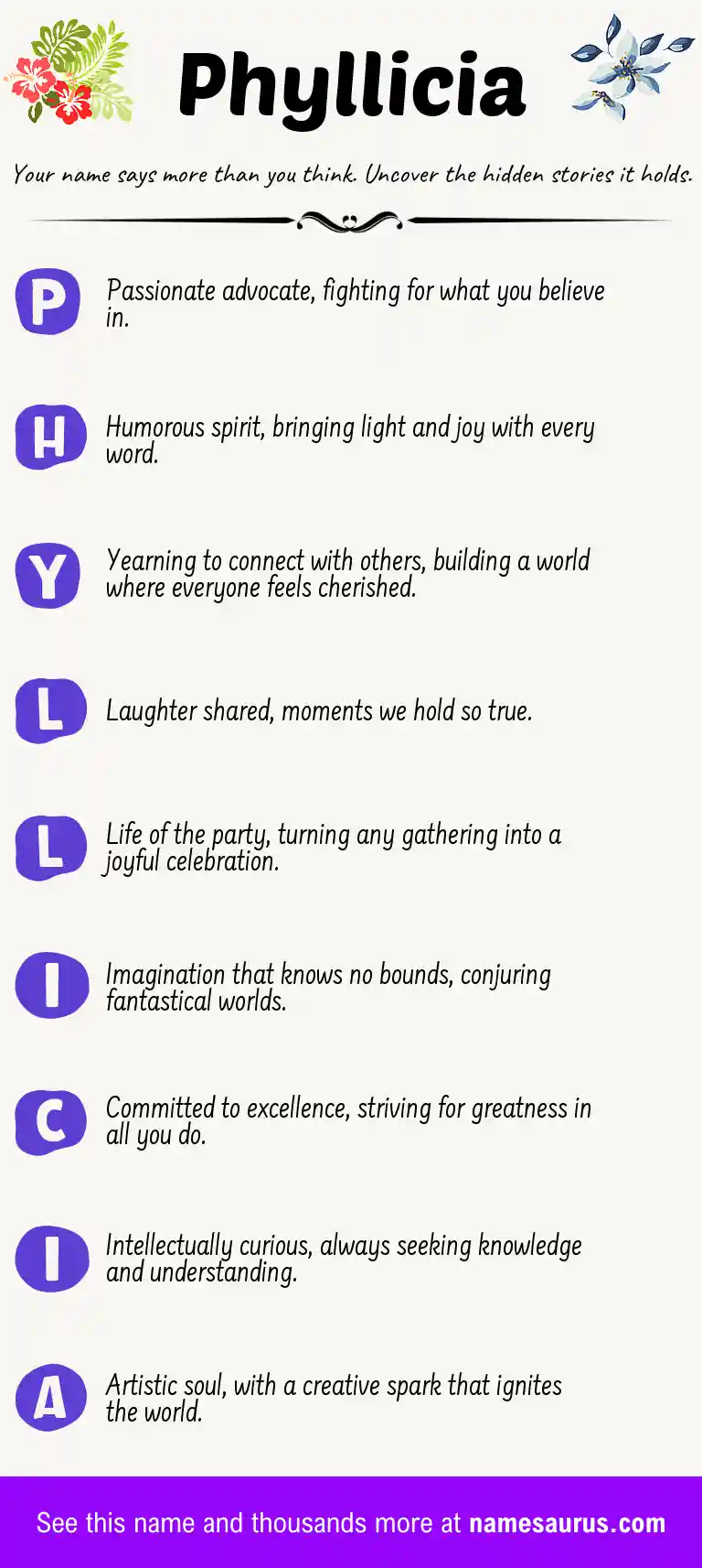 Acrostic poem about Phyllicia.