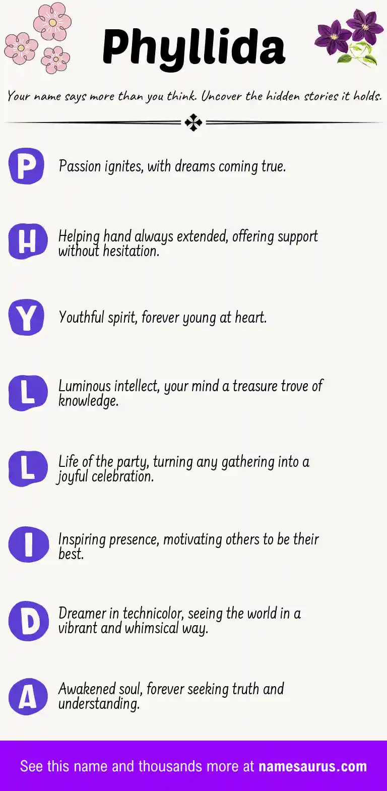 Acrostic poem about Phyllida.