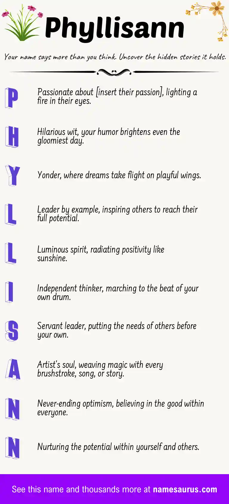 Acrostic poem about Phyllisann.