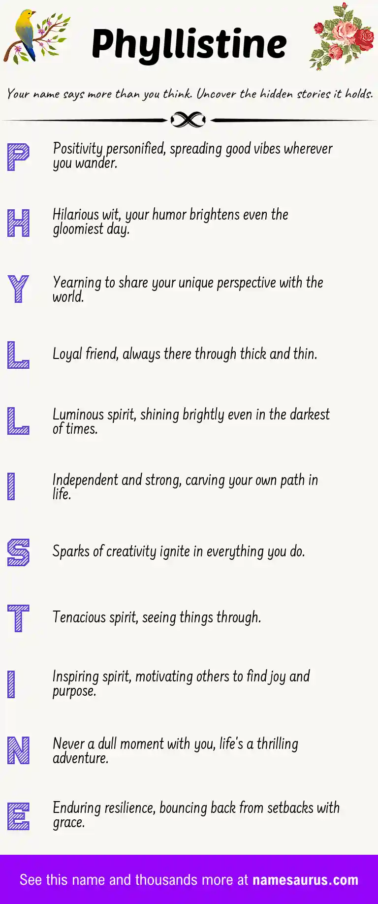Acrostic poem about Phyllistine.
