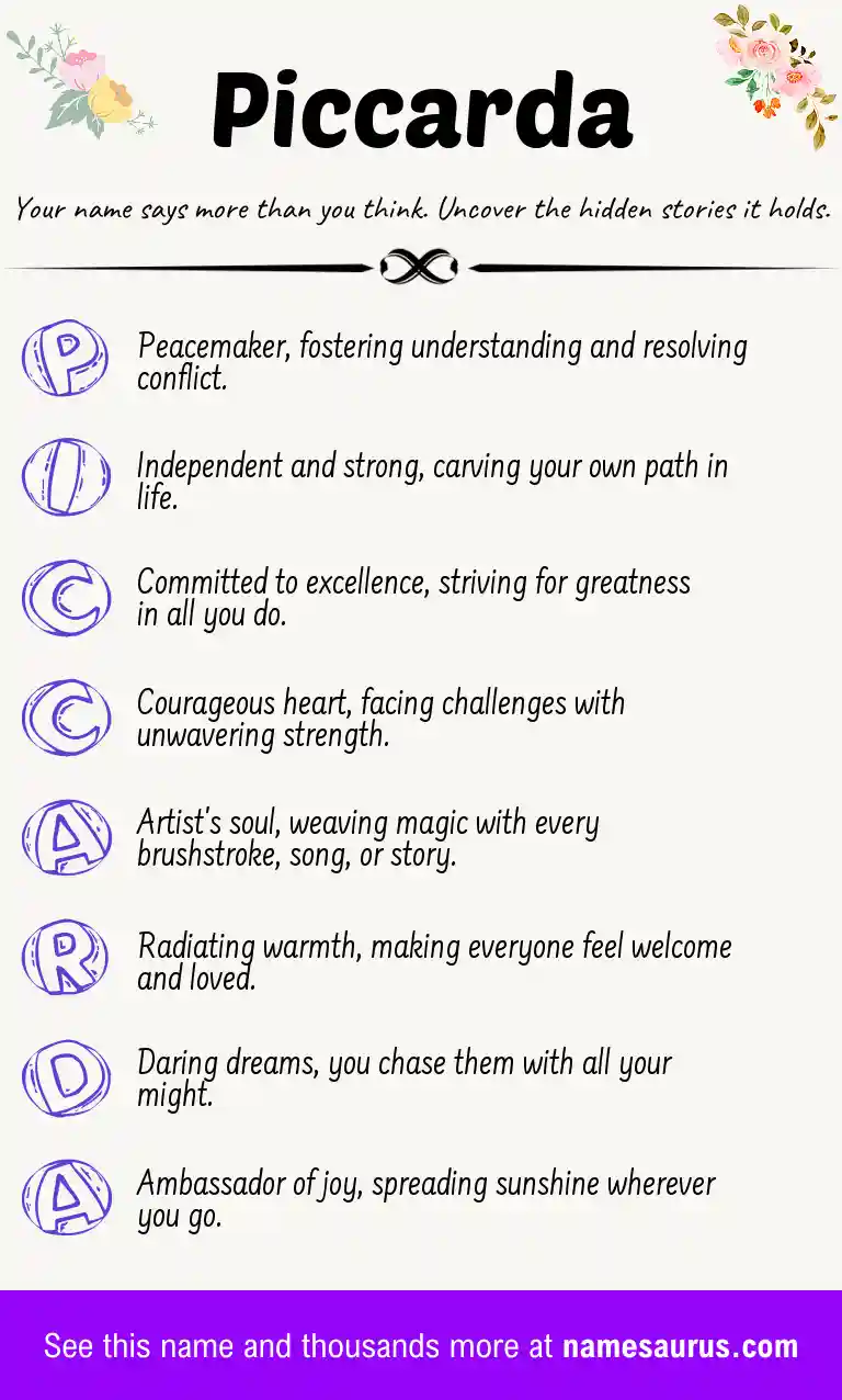 Acrostic poem about Piccarda.