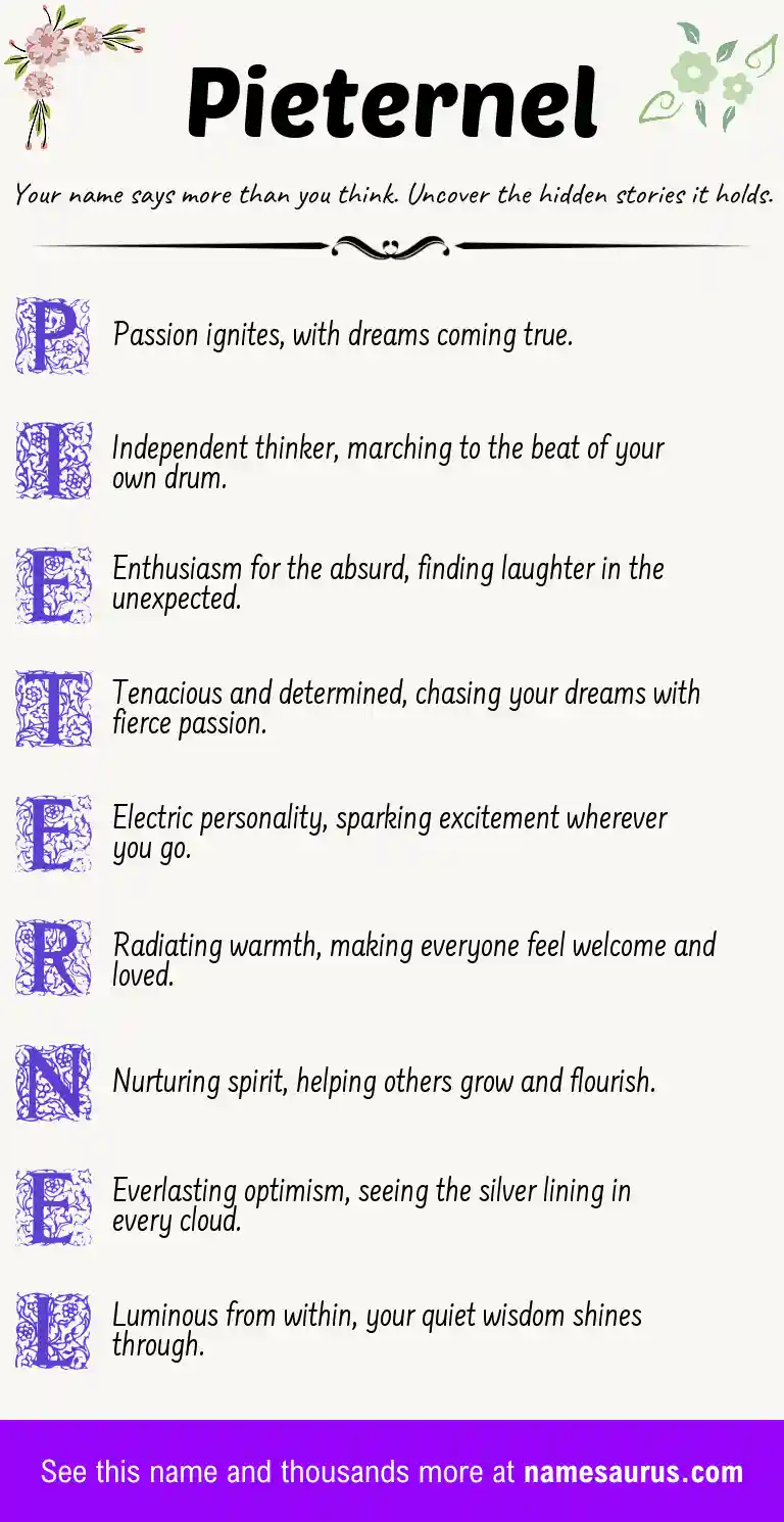 Acrostic poem about Pieternel.