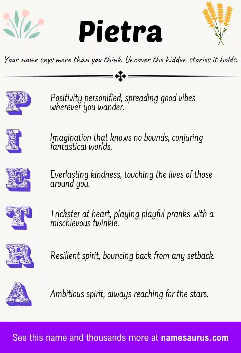 Acrostic poem about Pietra.