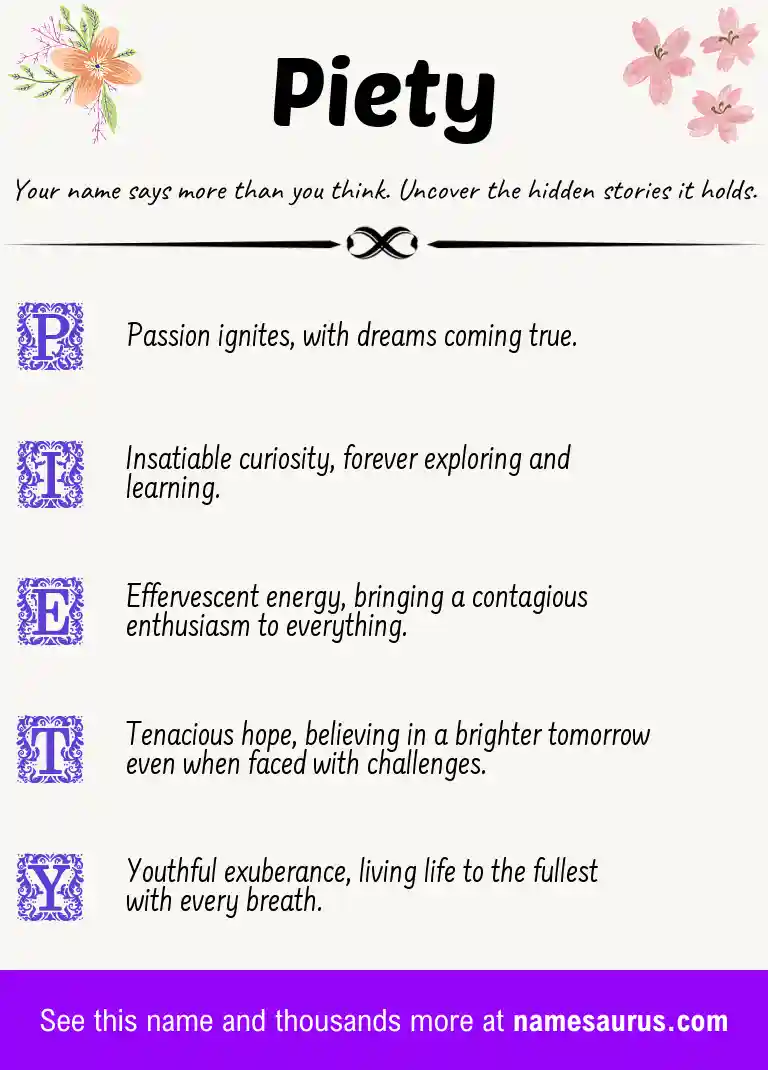 Acrostic poem about Piety.