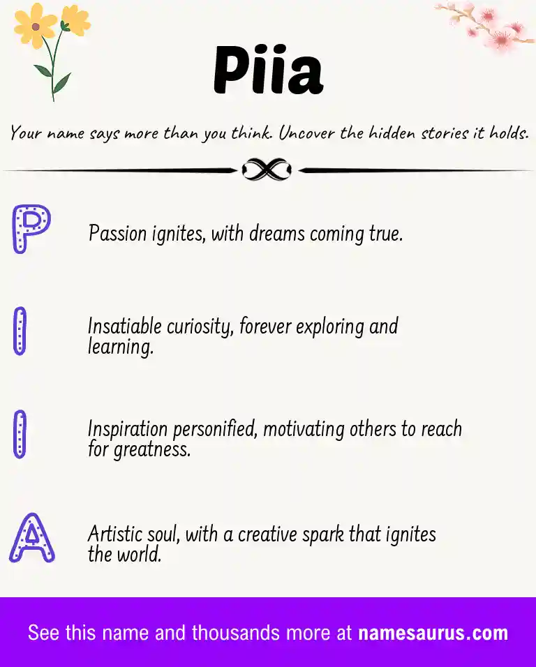 Acrostic poem about Piia.