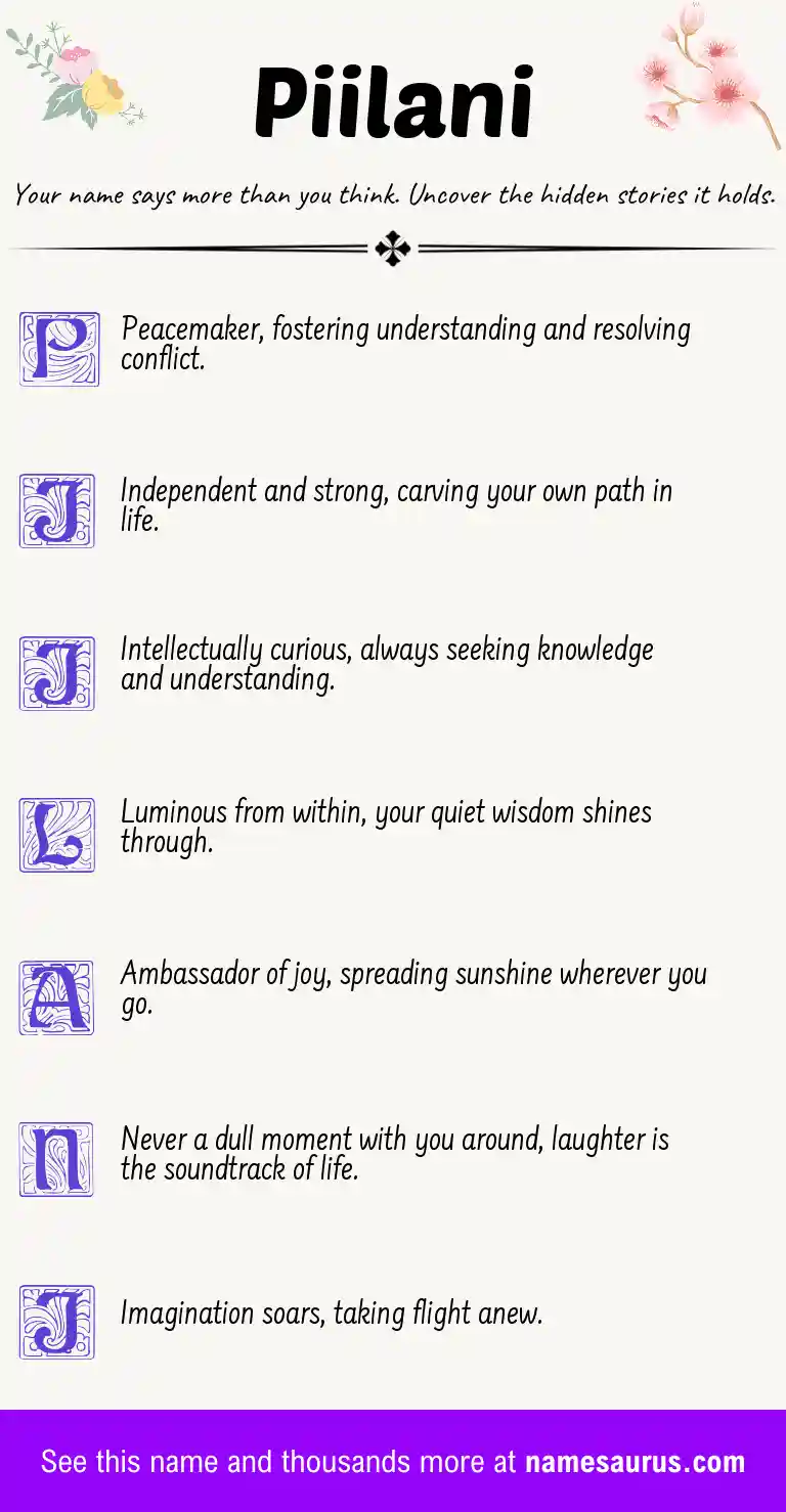 Acrostic poem about Piilani.