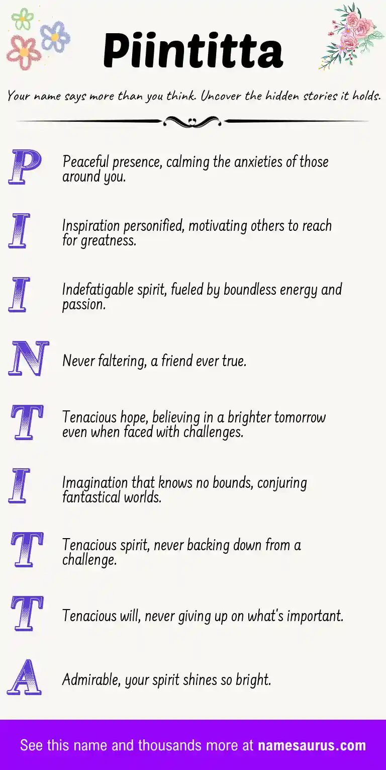 Acrostic poem about Piintitta.