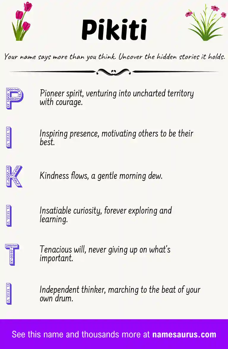 Acrostic poem about Pikiti.
