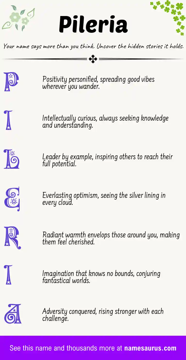 Acrostic poem about Pileria.