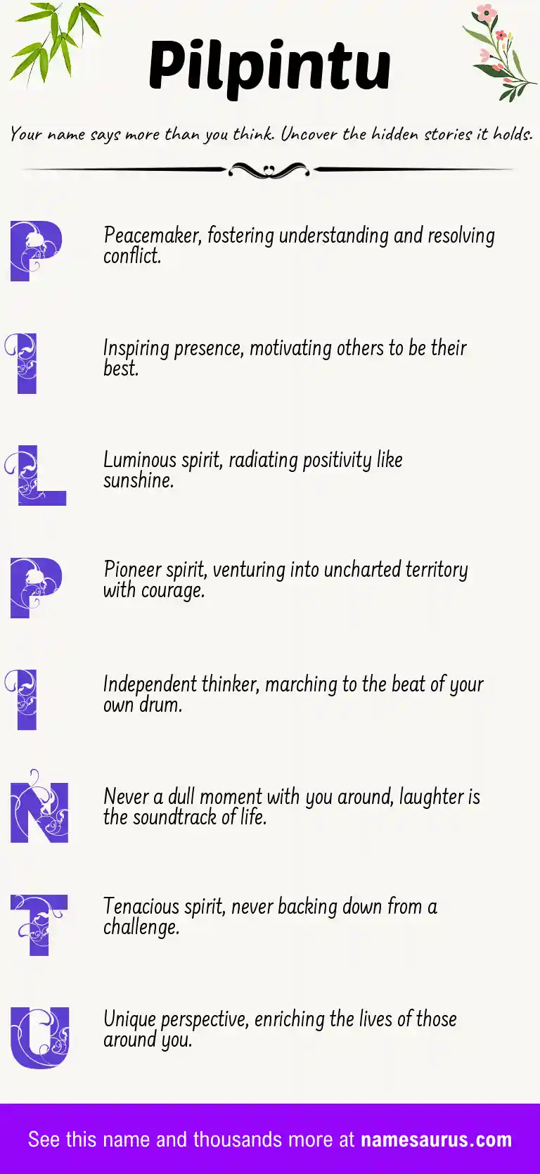 Acrostic poem about Pilpintu.