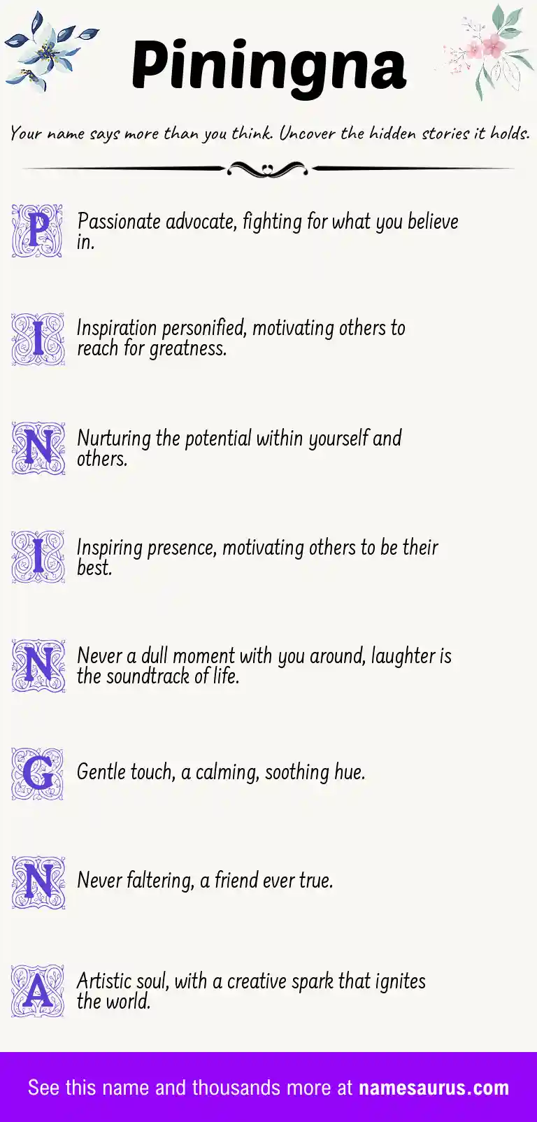 Acrostic poem about Piningna.