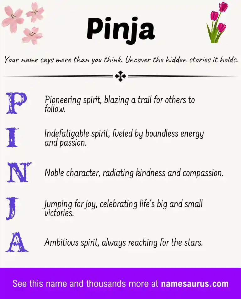 Acrostic poem about Pinja.