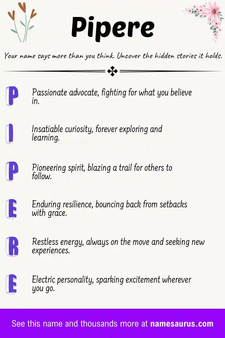 Acrostic poem about Pipere.