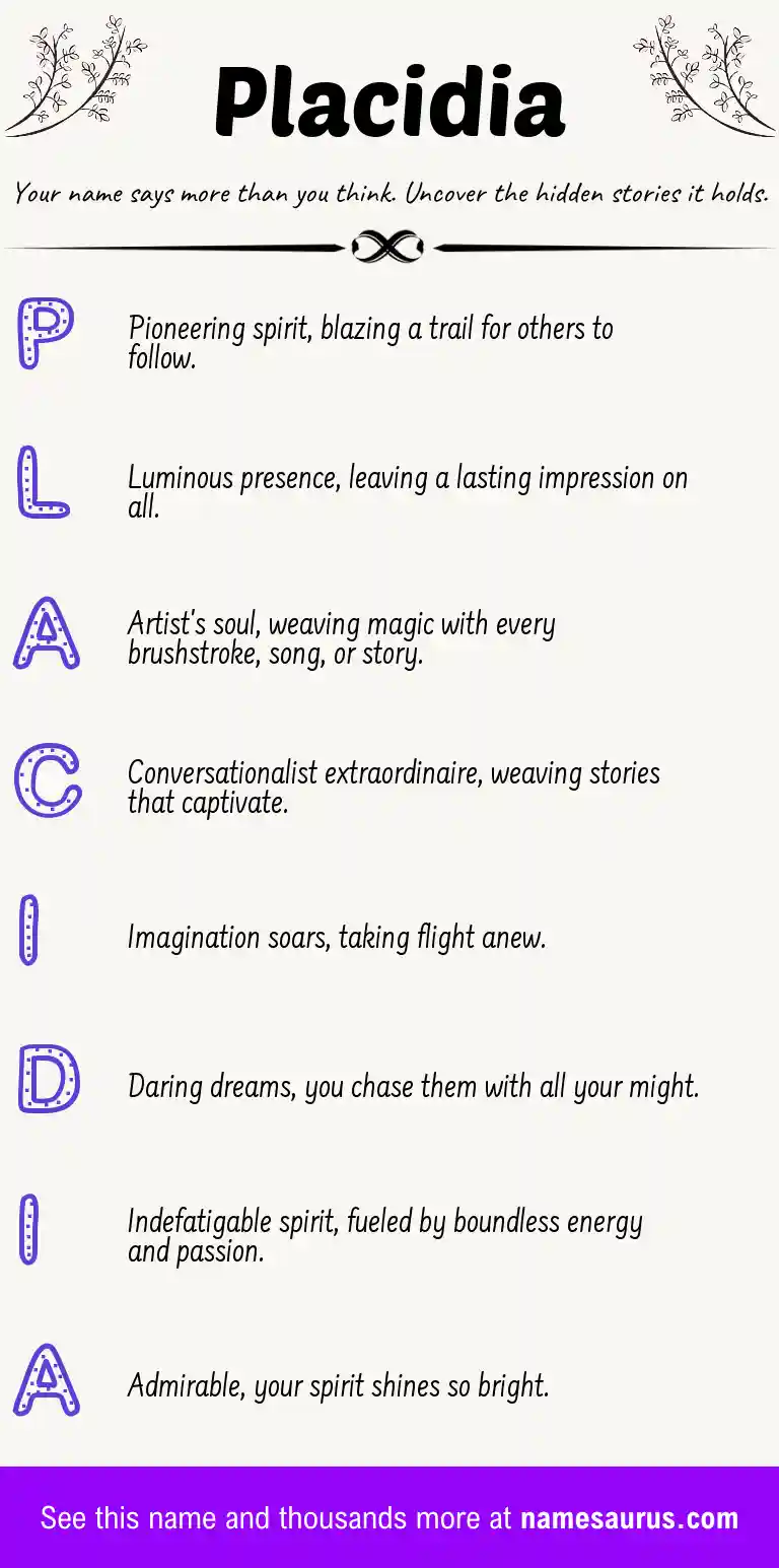 Acrostic poem about Placidia.
