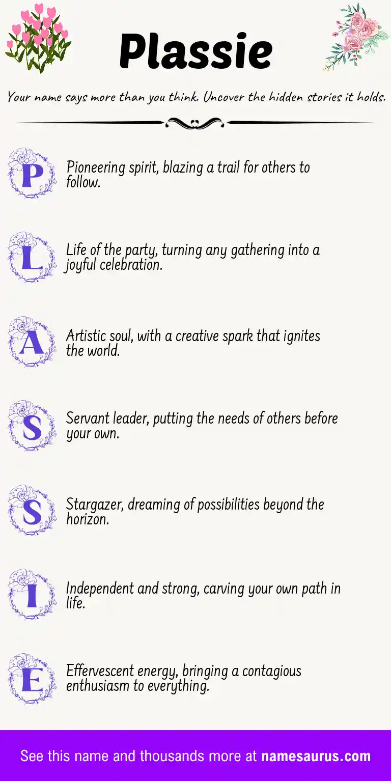 Acrostic poem about Plassie.