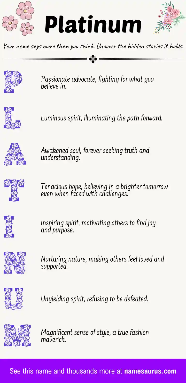 Acrostic poem about Platinum.