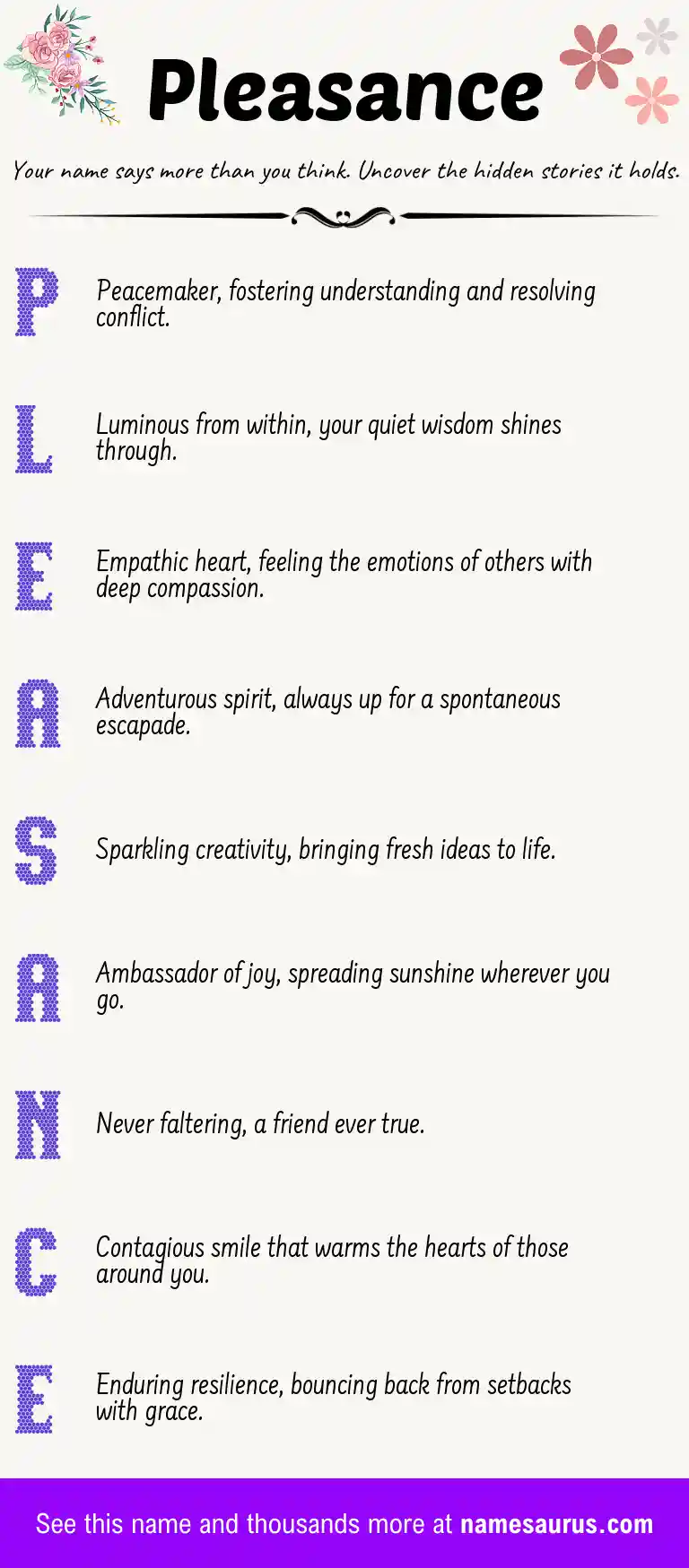 Acrostic poem about Pleasance.