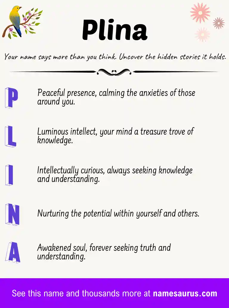 Acrostic poem about Plina.
